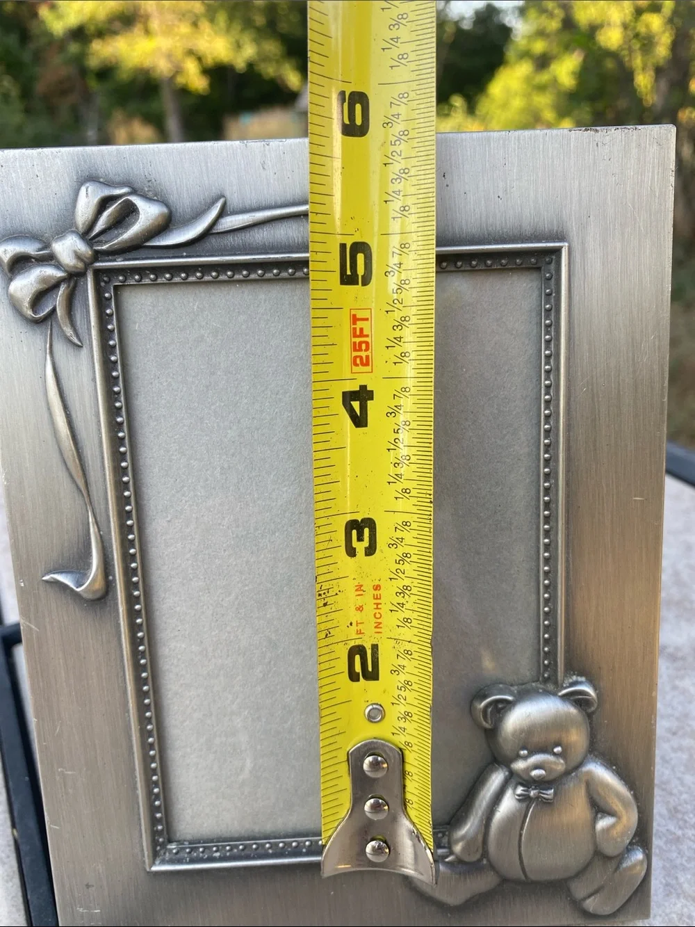 1997 HB Group Metallic Teddy Bear Motif Photo Frame Outside 5.25